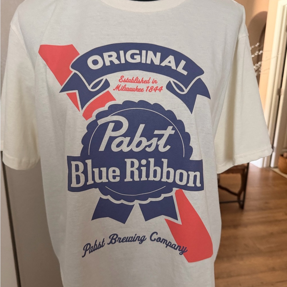 Pabst Blue Ribbon Women's White Graphic Short Sleeve Tee